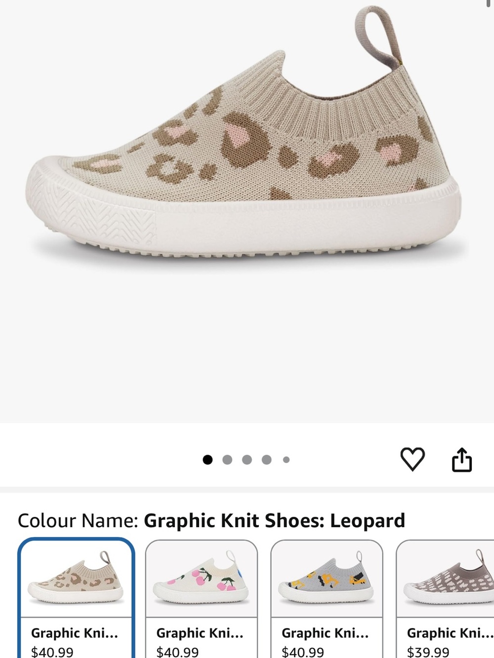 Kids Slip-On Leopard Knit Sneakers - Beige/Pink